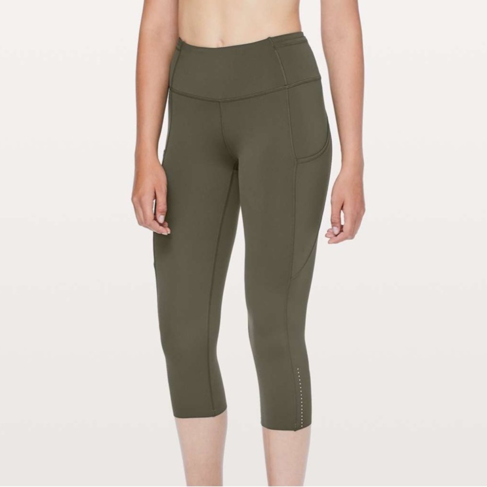 Lululemon Fast & Free Crop II Nulux 19” Green Leggings